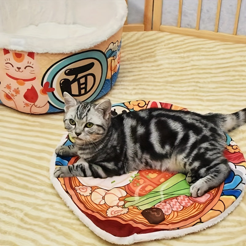 Panier Douillet pour Chats Style Bol de Nouilles Vintage