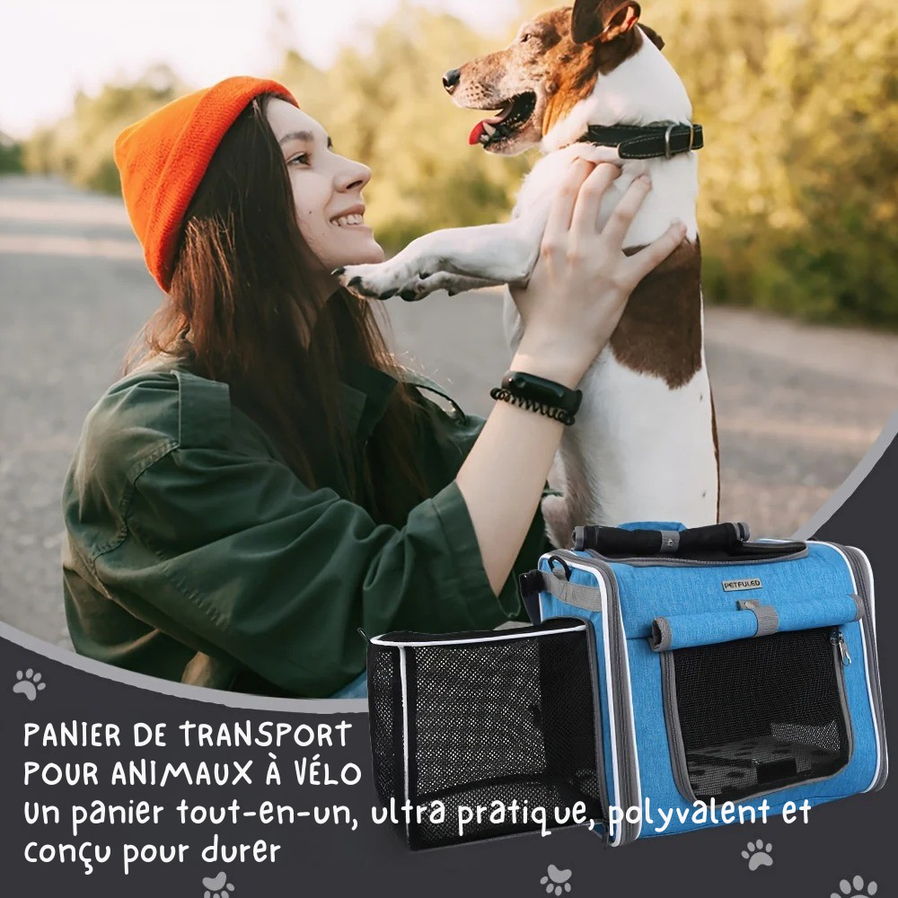Panier vélo et sac à dos pliable pour Chien ou Chat