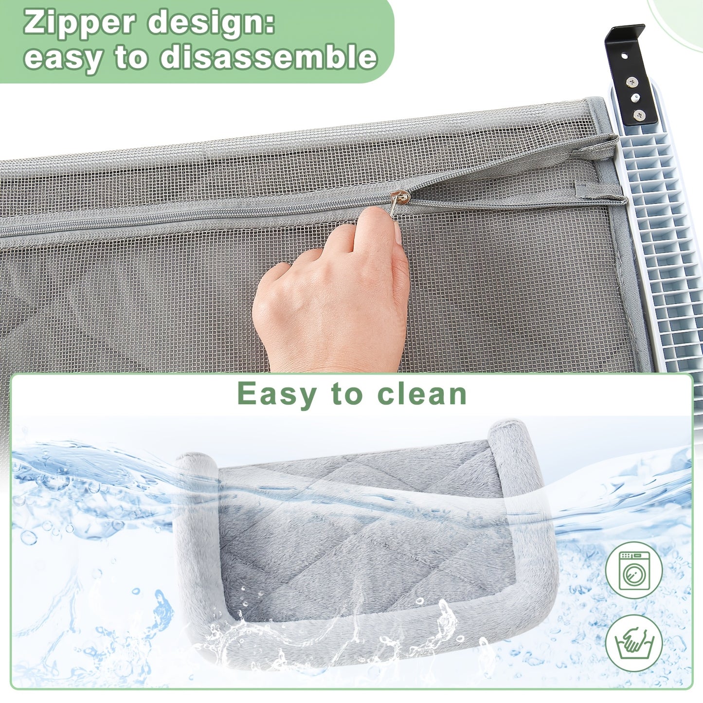 Hamac de Fenêtre ou Radiateur avec Coussin Large pour Chats