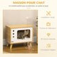 Maison pour Chat Forme TV avec Coussin Douillet et Balle Suspendue