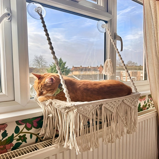 Hamac Macramé Suspendu pour Chats