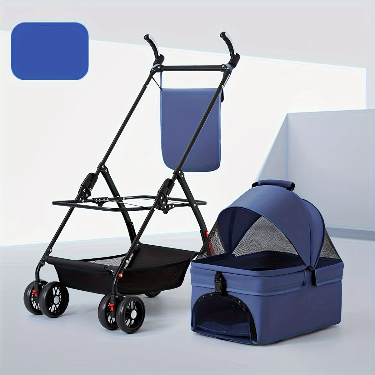 Poussette Pliable avec Panier Détachable pour Animaux