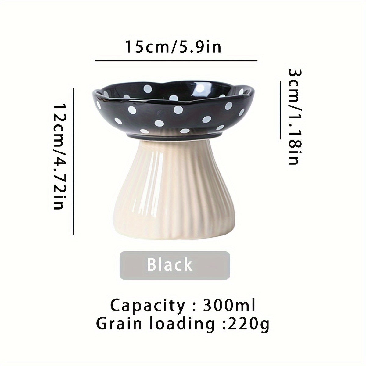 Gamelle Champignon Surélevée en Céramique pour Chats – 300ml