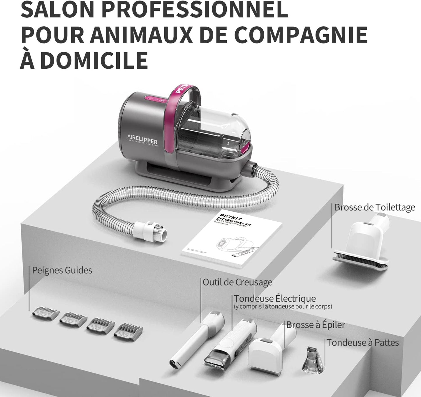 Kit de Toilettage pour Chiens avec Aspirateur