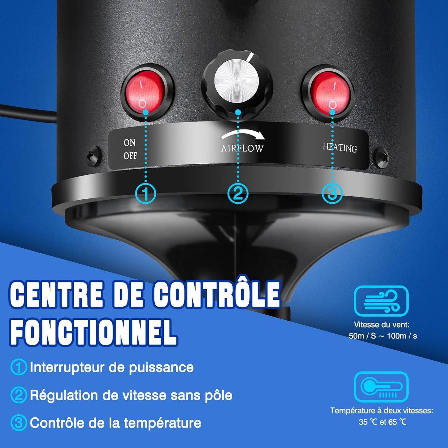 Pulseur Haute Pression 2800W – 4 Embouts et Vitesse Réglable