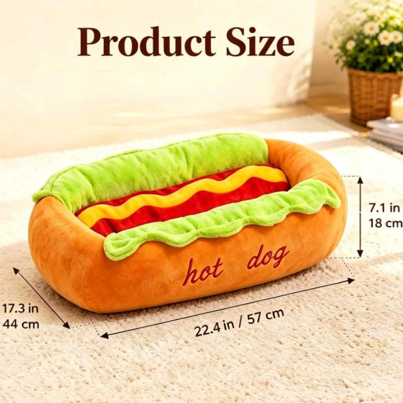 Tapis de couchage forme hot-dog pour chien et chat