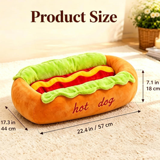 Tapis de couchage forme hot-dog pour chien et chat