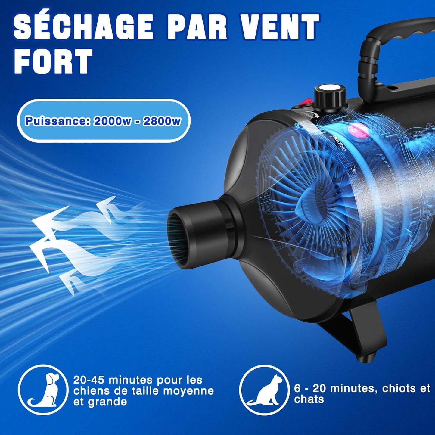 Pulseur Haute Pression 2800W – 4 Embouts et Vitesse Réglable
