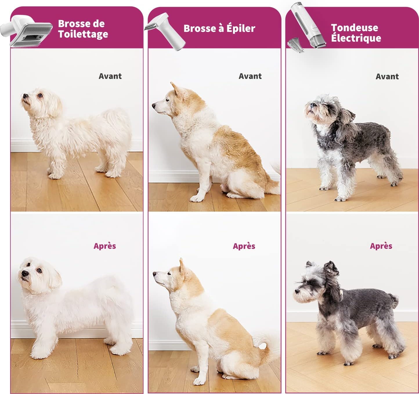 Kit de Toilettage pour Chiens avec Aspirateur