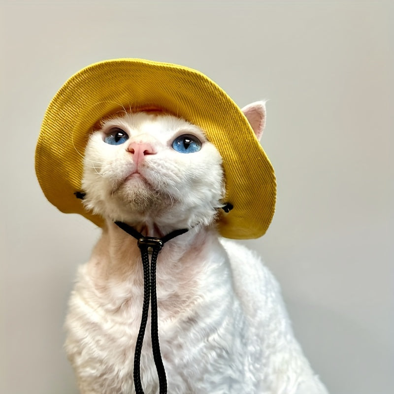 Chapeau Large à Lien Réglable pour Chats – Protection Solaire Respirante