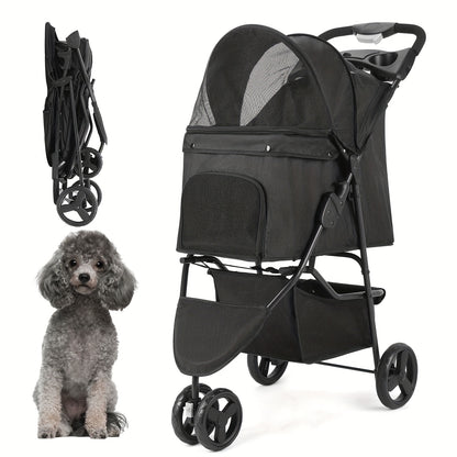 Poussette pour Chien et Chat avec Rangement Intégré