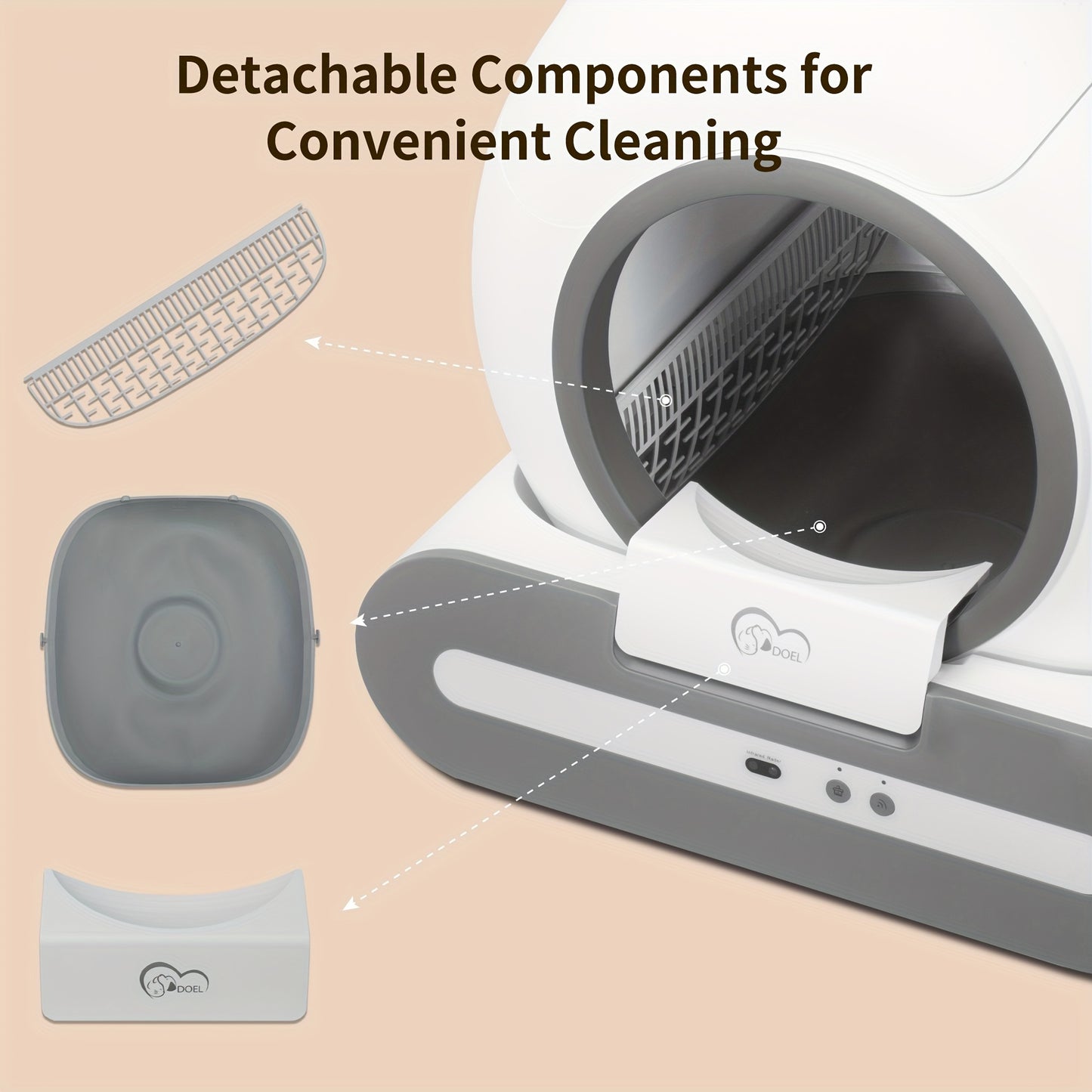 Litière Automatique Connectée pour Chats – 65L avec Tapis et Sacs