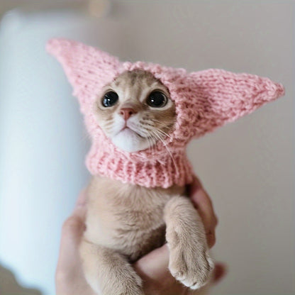 Bonnet Tricoté Elfique pour Chats – Chapeau Fantaisie en Maille Acrylique