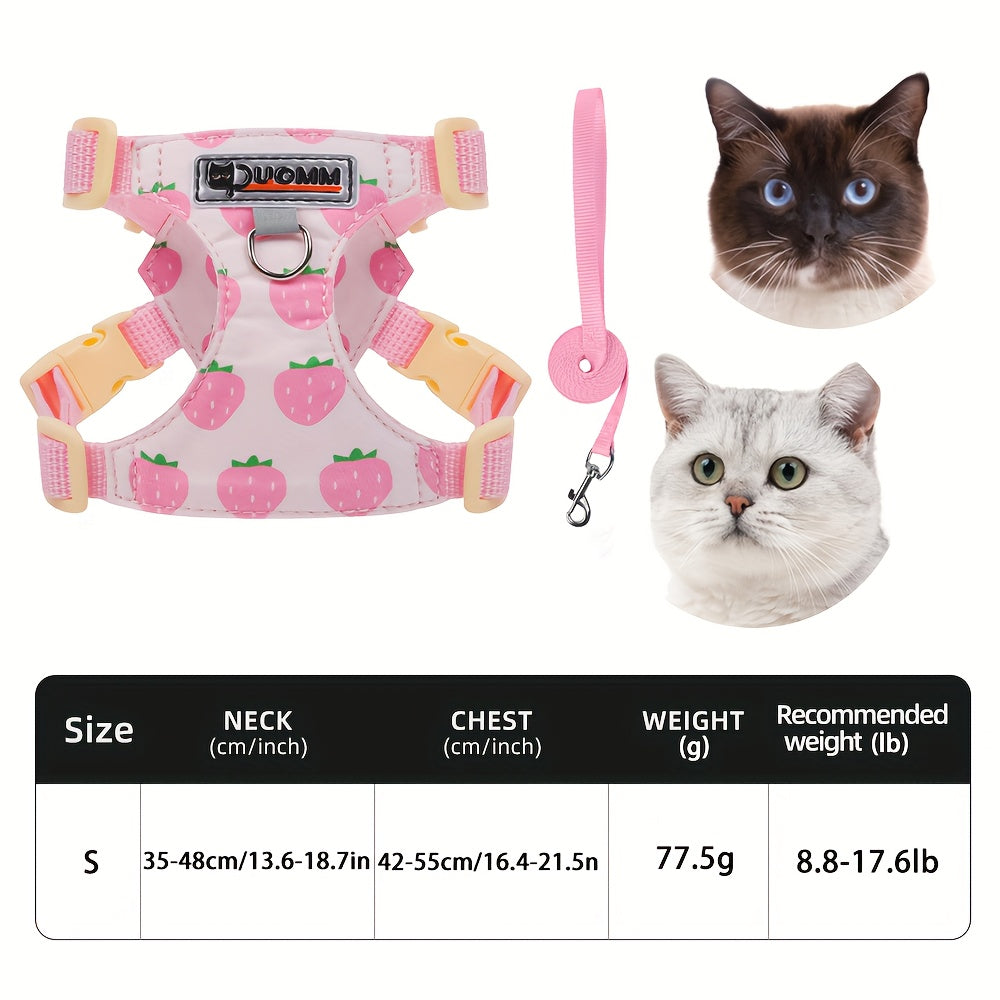 Harnais Imprimé Confortable avec Laisse pour Chats