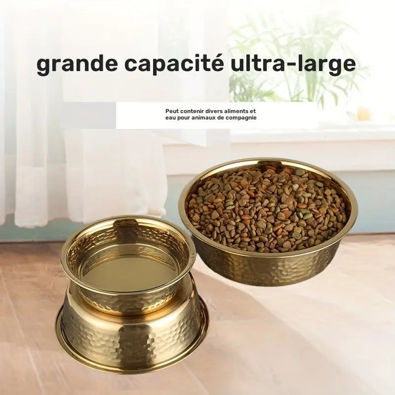 Gamelle inox martelée décorative pour chien et chat
