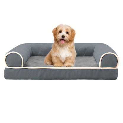 Canapé Orthopédique Gris à Mousse avec Rebord pour Chien