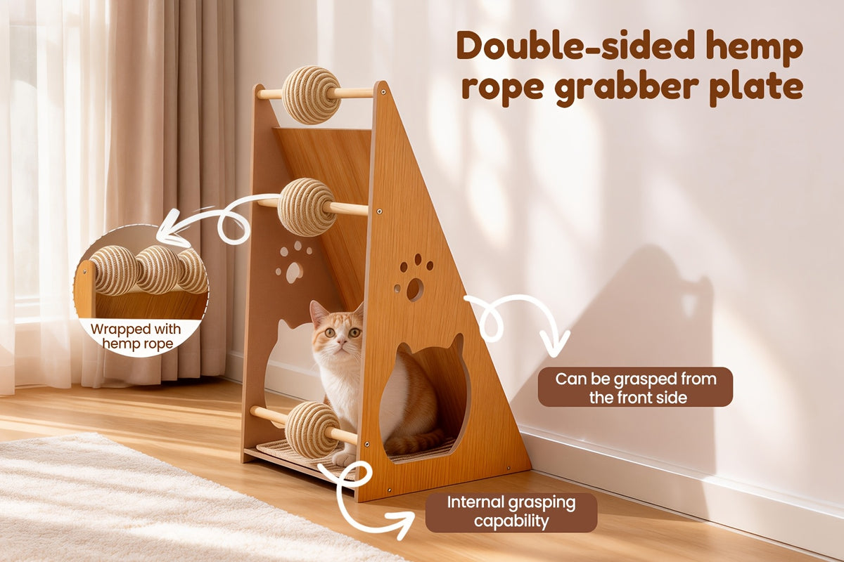 Arbre à chat avec lit et balle en sisal, verticale, plateformes superposées