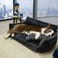 Canapé lit en peluche pour chien, style sofa rayé