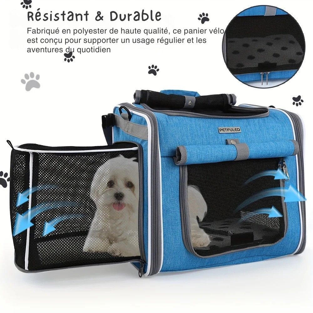 Panier vélo et sac à dos pliable pour Chien ou Chat