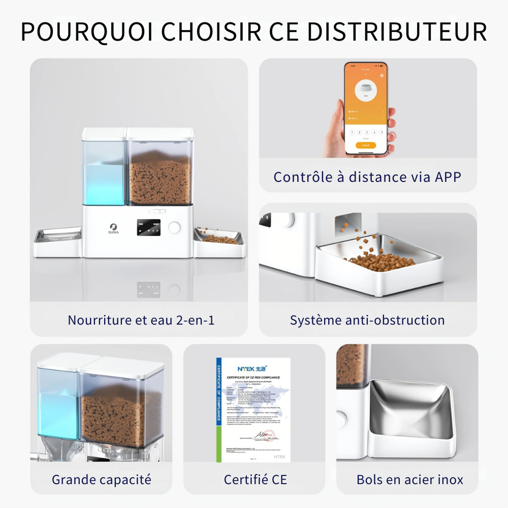 Distributeur Automatique Connecté 2-en-1 pour Chat – Gamme Smart Feeding