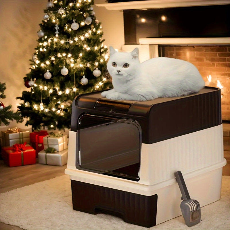 Grande Maison de Toilette pour Chat – Bac à Litière avec Tiroir et Pelle