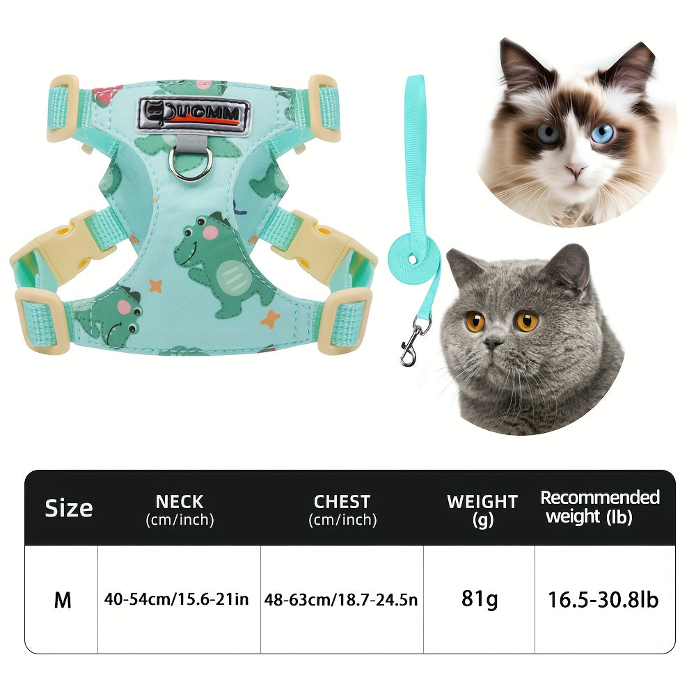 Harnais Imprimé Confortable avec Laisse pour Chats
