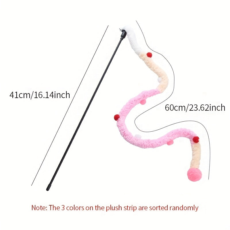 Canne à Plumes Souple avec Serpent en Peluche pour Chat