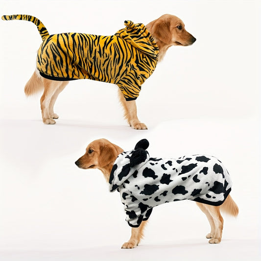 Déguisement Polaire Motif Vache ou Tigre pour Chiens Grands