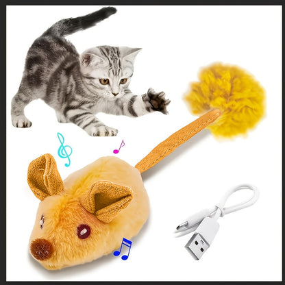Souris Interactive en Peluche Rechargeable pour Chat