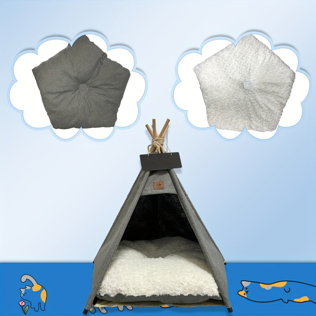 Tipi Bohème en Lin Doublé pour Chiens et Chats