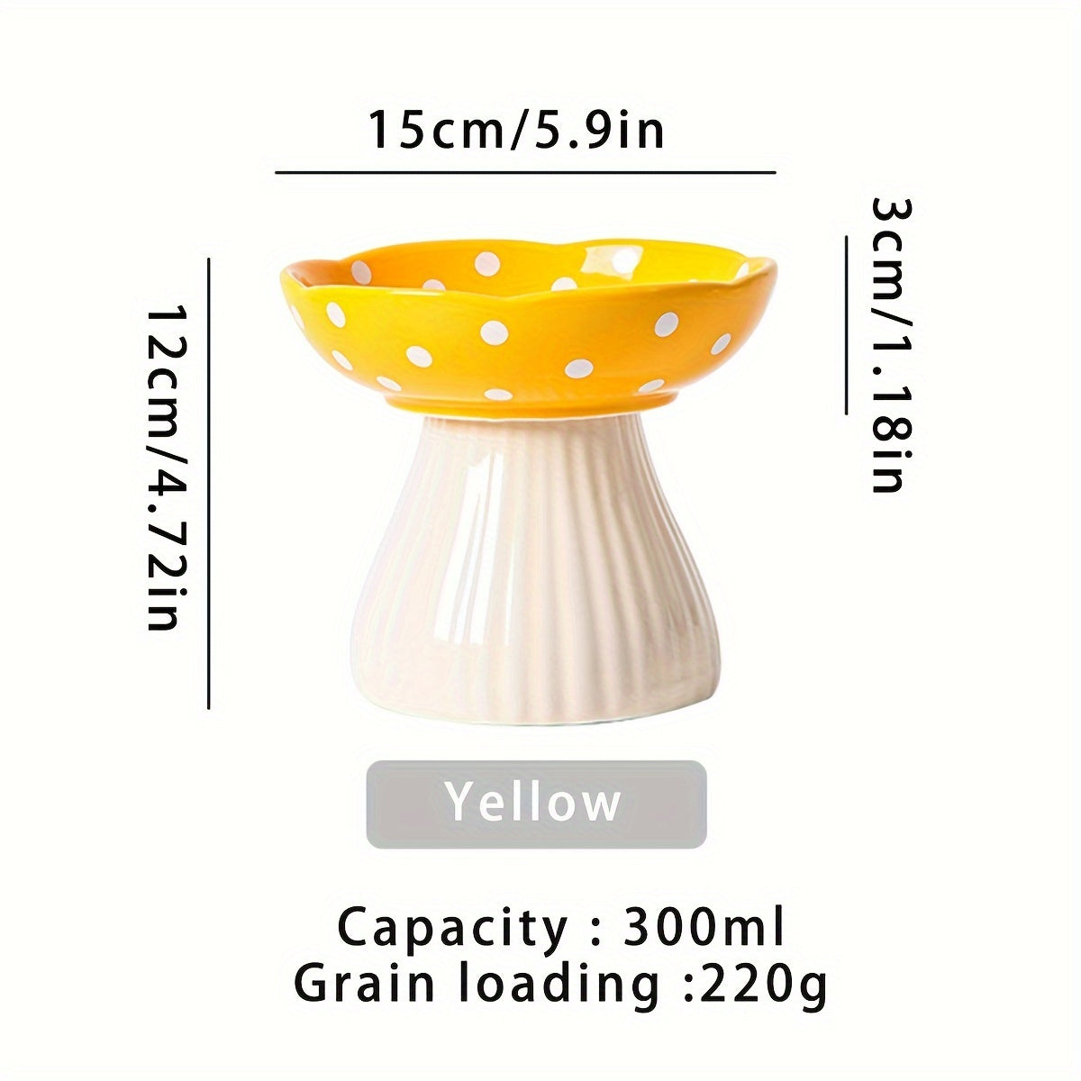 Gamelle Champignon Surélevée en Céramique pour Chats – 300ml