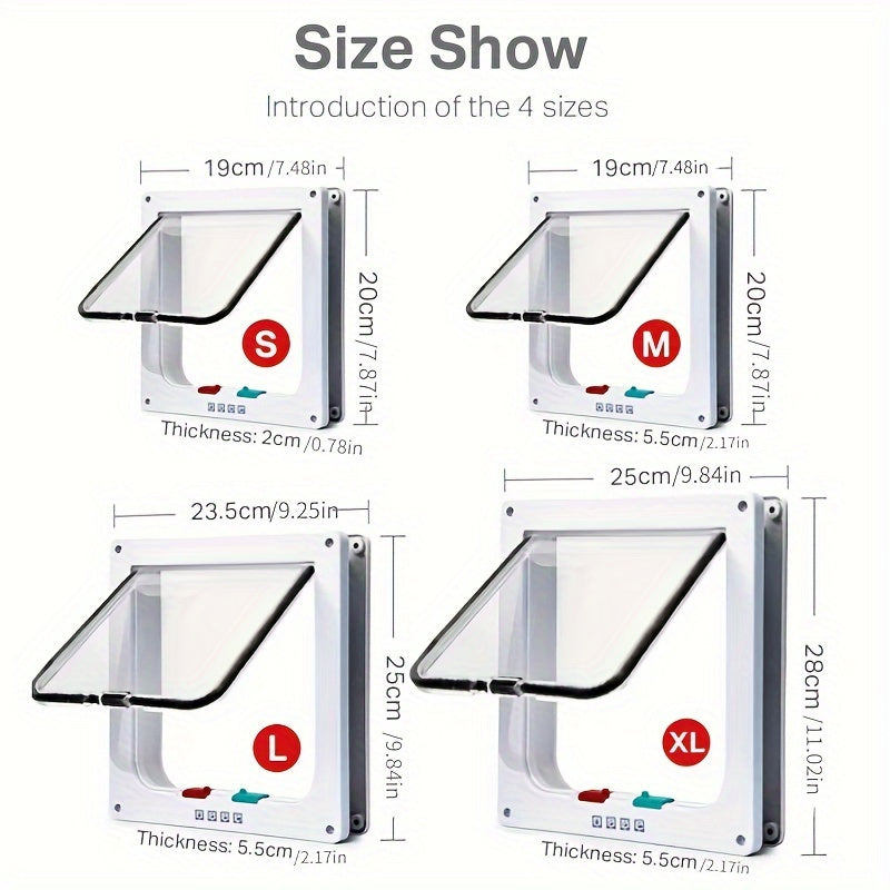 Porte pour Chat et Petit Chien avec Verrouillage 4 Positions – Installation Mur ou Porte