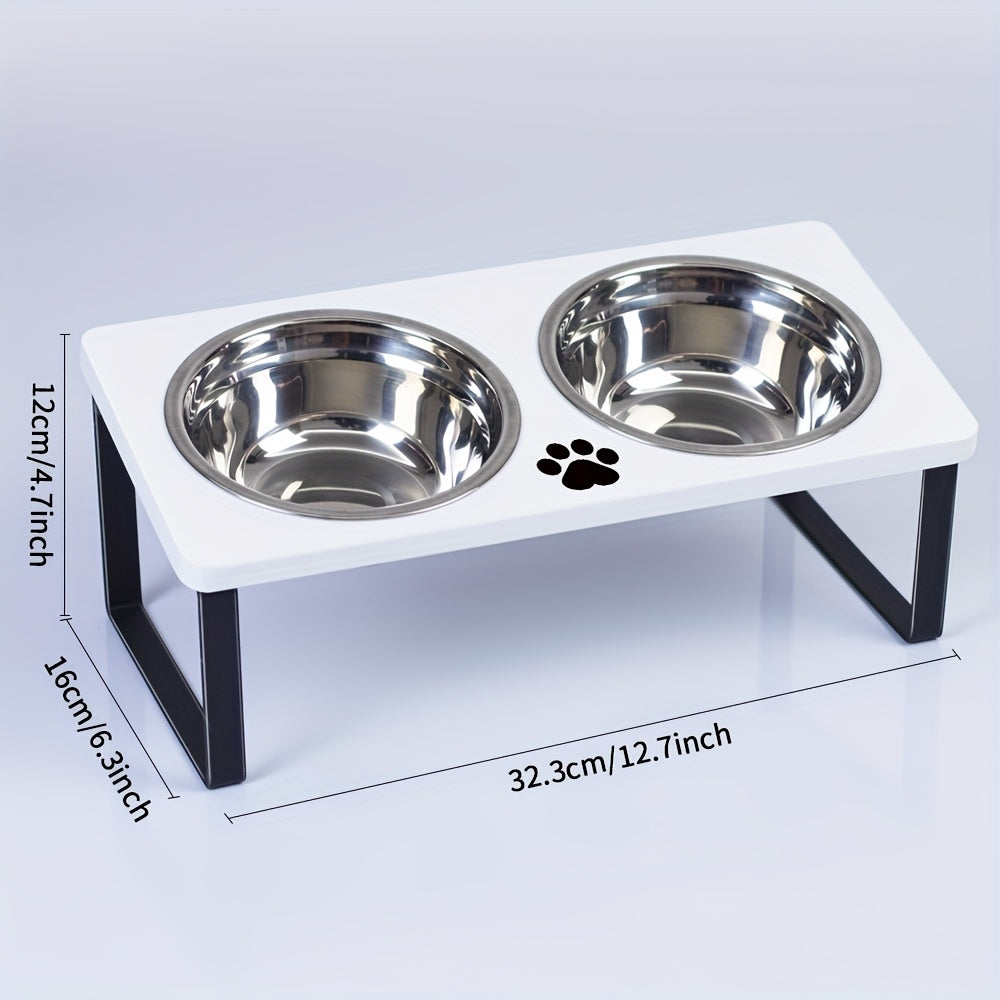 Gamelle Inclinée Élevée pour Chat – Double Bol Inox avec Support Métallique