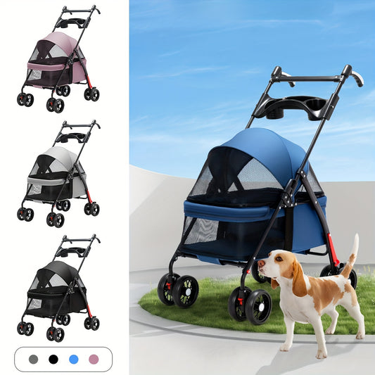 Poussette Pliable 4 Roues pour Petits à Moyens Chiens