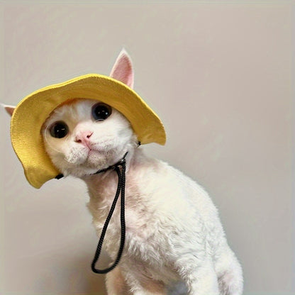 Chapeau Large à Lien Réglable pour Chats – Protection Solaire Respirante
