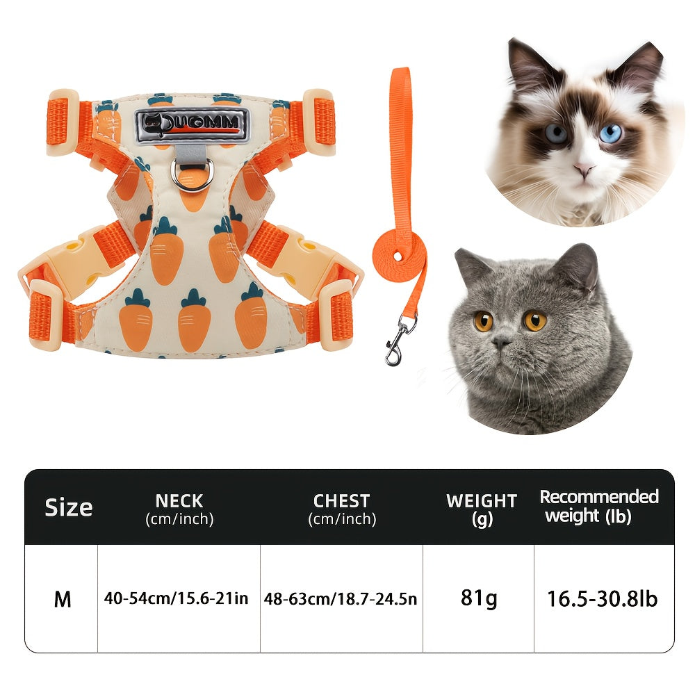 Harnais Imprimé Confortable avec Laisse pour Chats