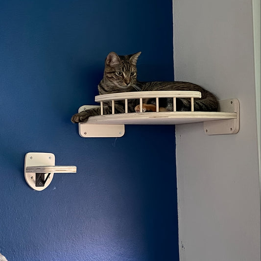 Perchoir Mural d’Angle pour Chat en Bois Massif