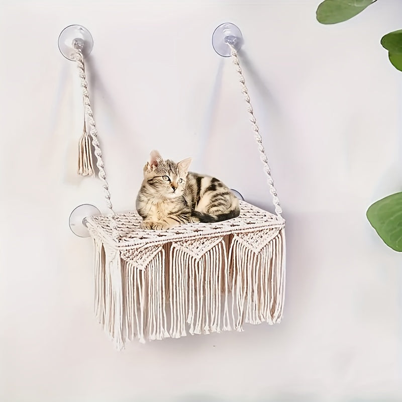 Hamac de Fenêtre en Macramé pour Chat