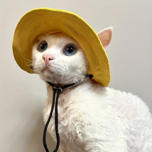 Chapeau Large à Lien Réglable pour Chats – Protection Solaire Respirante