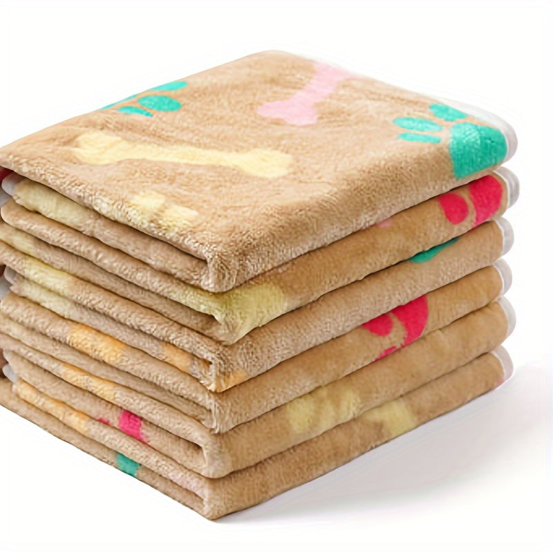 Couverture Flanelle Ultra Douce à Motifs Pattes et Os pour Chien