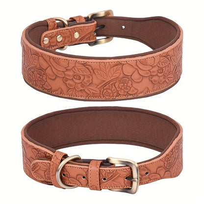 Collier en Simili Cuir Floral avec Doublure Respirante pour Chien