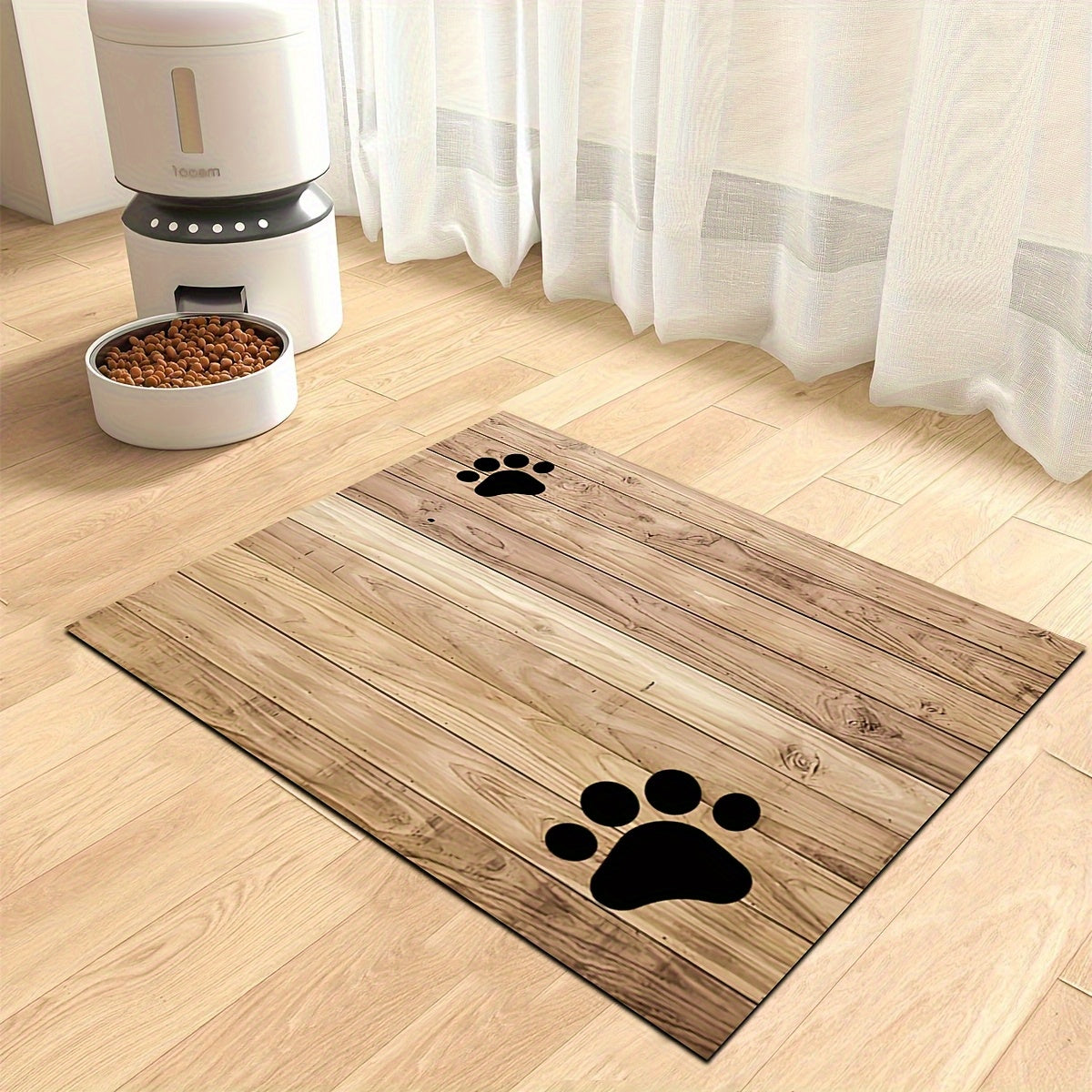 Tapis gamelle en diatomite effet bois pour chien et chat
