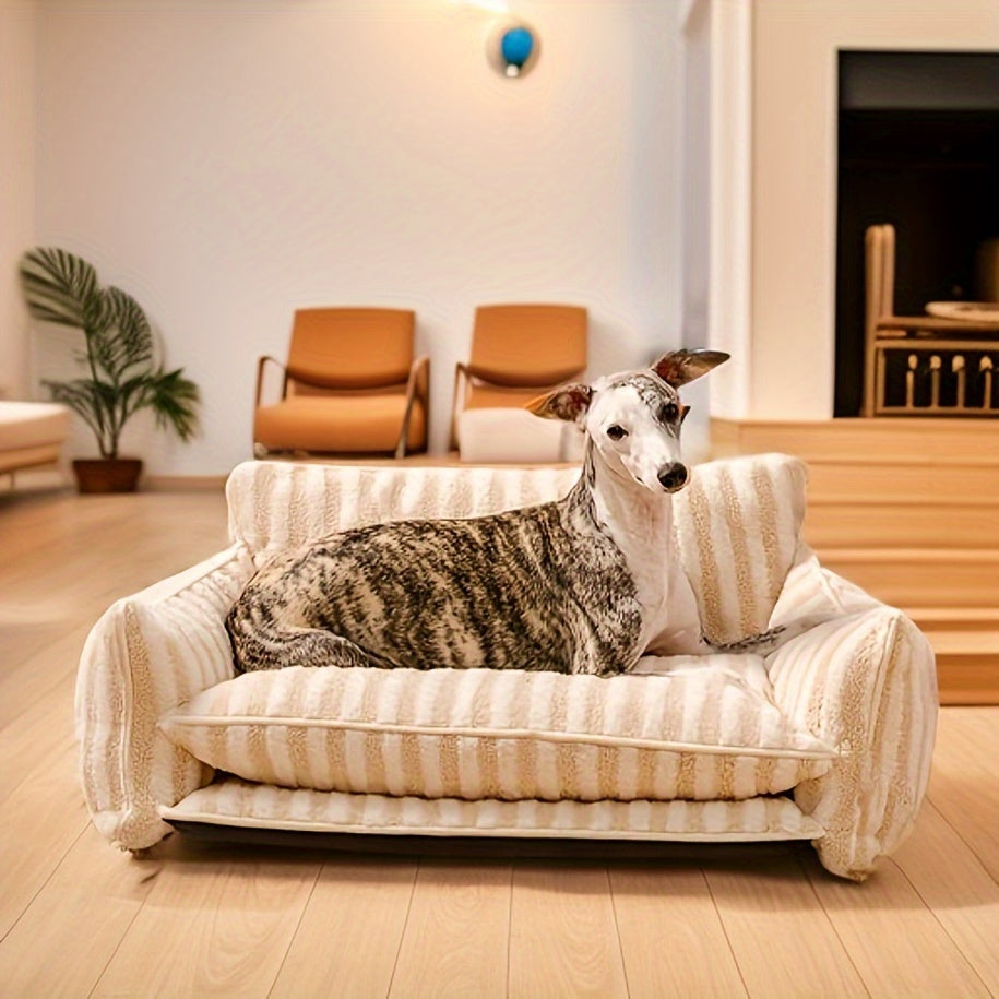 Canapé Double Coussin à Rayures pour Chien et Chat
