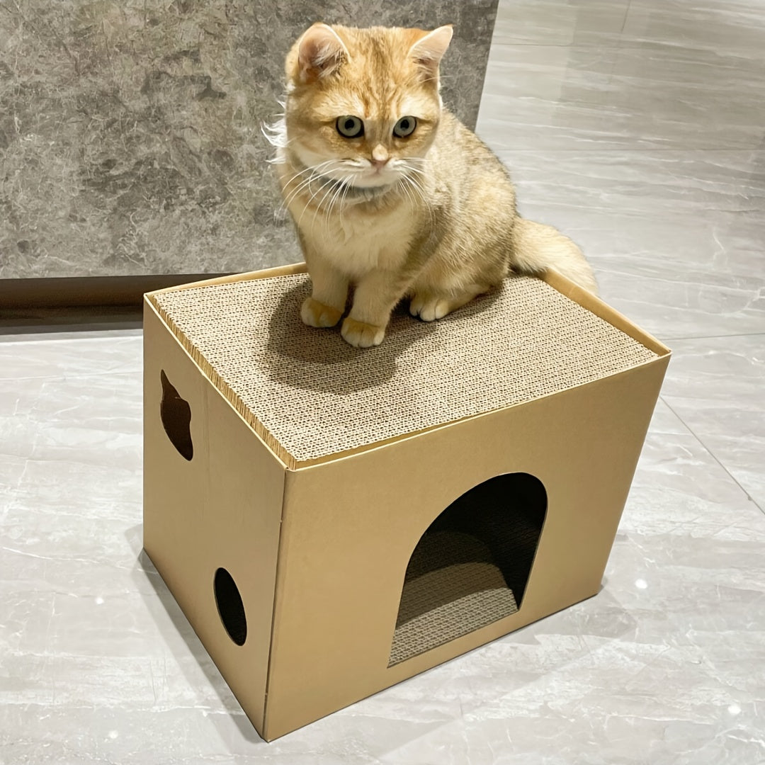 Maison en Carton avec Griffoir Intégré pour Chat