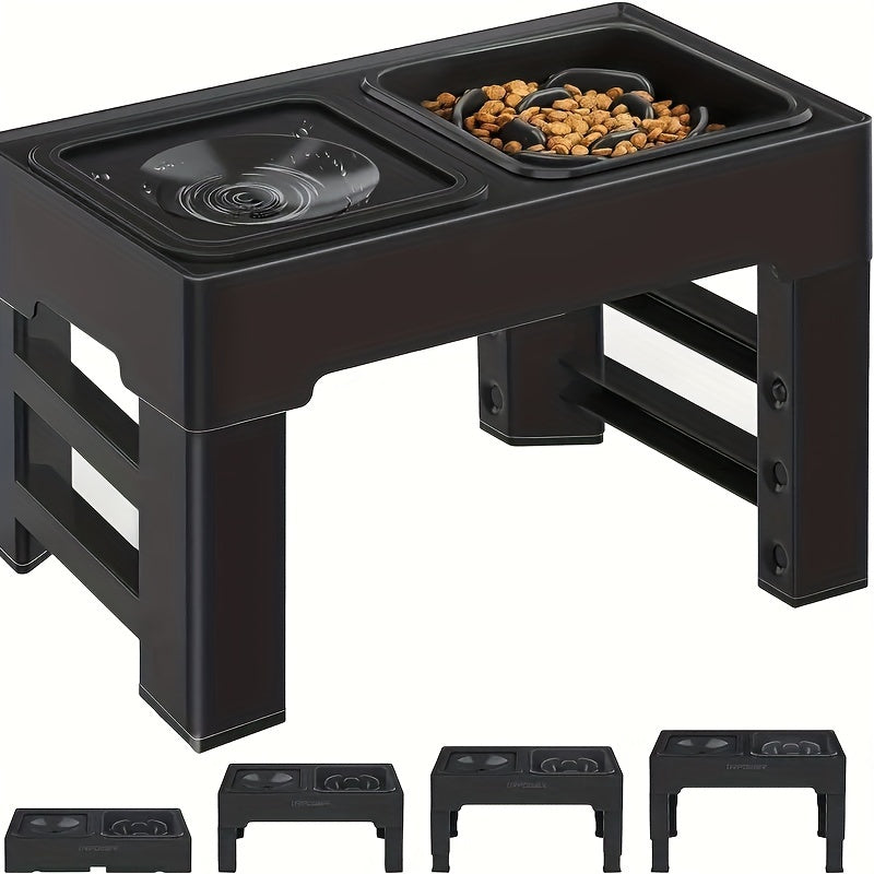 Double gamelle surélevée réglable avec bol anti-glouton