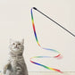 Baguette Arc-en-Ciel avec Ruban pour Chat – Jouet Interactif Sans Piles
