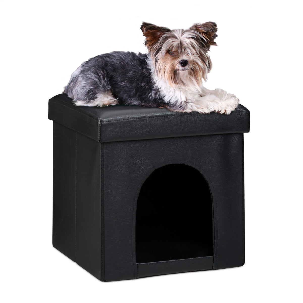 Pouf pour chien noir en panneaux de fibres de bois