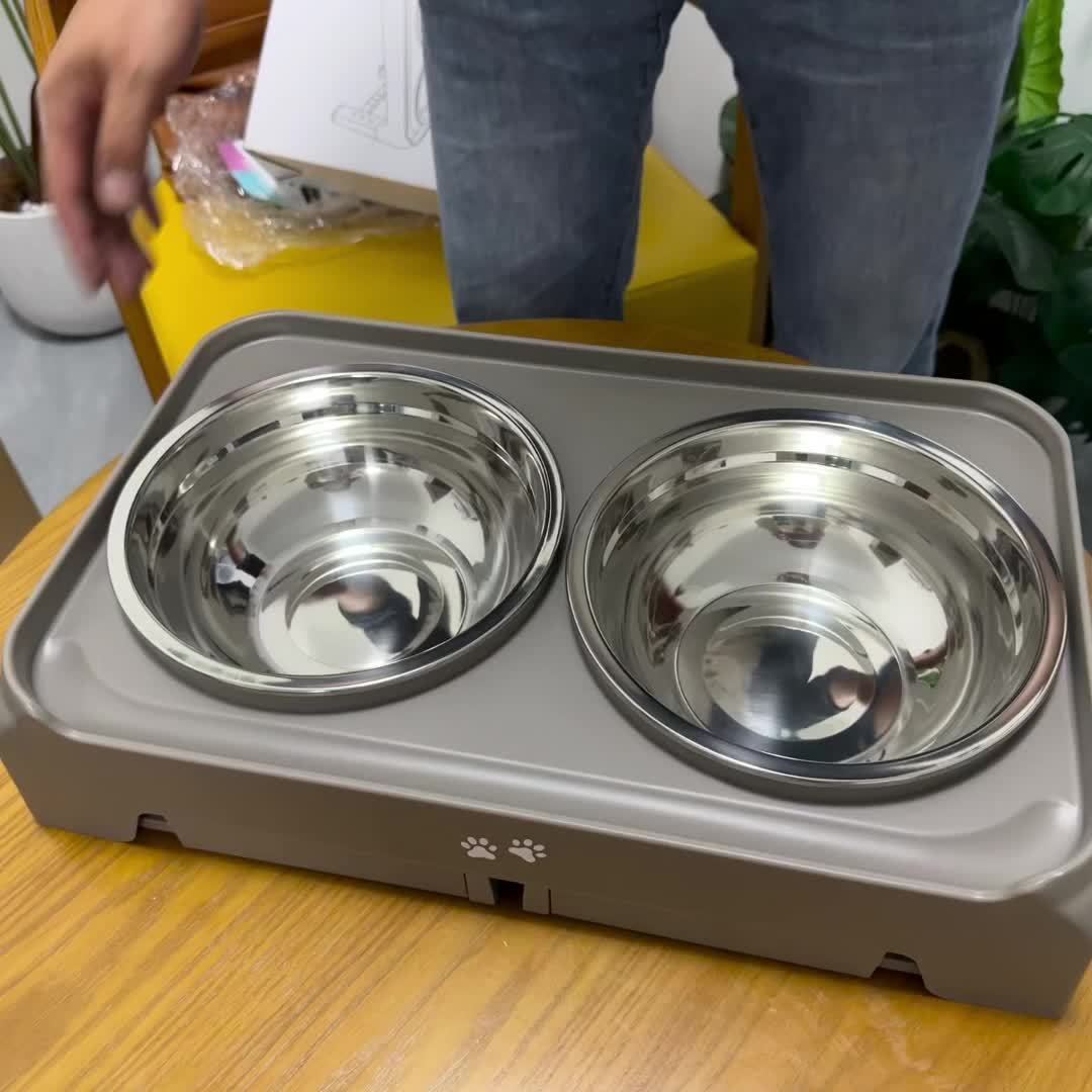 Gamelle surélevée ajustable avec double bol inox pour chien