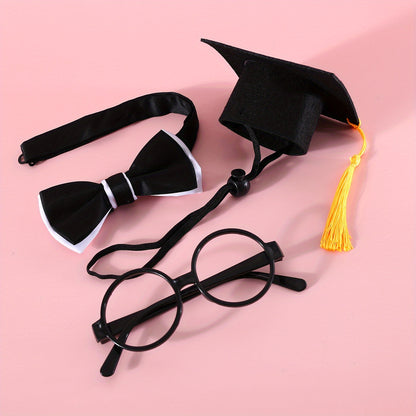 Déguisement de Remise de Diplôme pour Chat – Chapeau, Lunettes et Nœud Papillon
