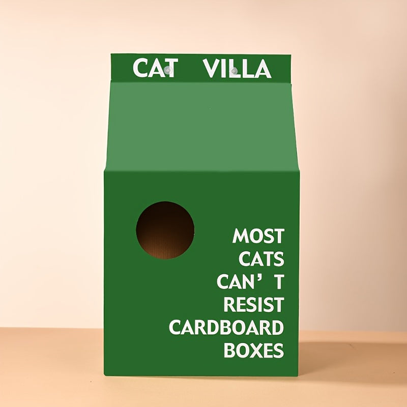 Maison en Carton en Forme de Brique de Lait pour Chat